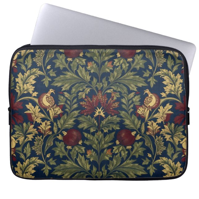 William Morris Granatapfel Blumen Navy Muster Laptopschutzhülle (Vorderseite)
