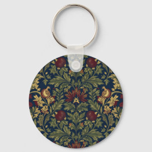 William Morris Granatapfel Blumen Navy Muster Schlüsselanhänger