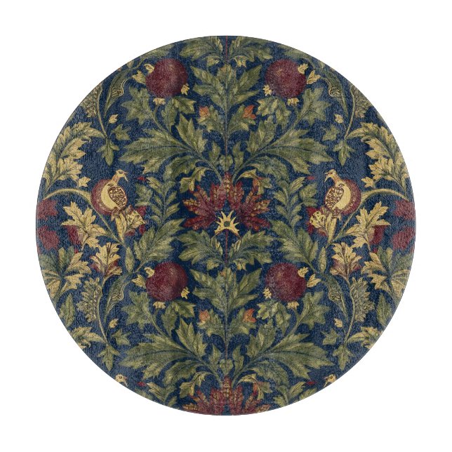 William Morris Granatapfel Blumen Navy Muster Schneidebrett (Vorderseite)