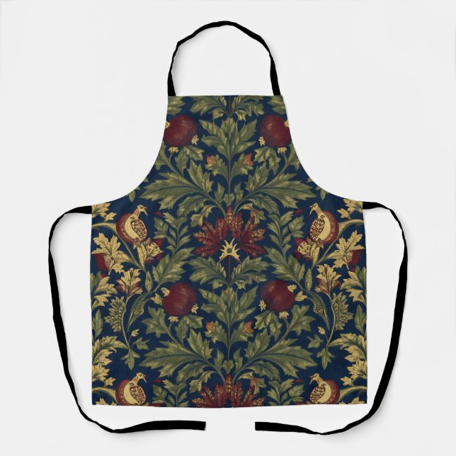 William Morris Granatapfel-Blumen Navy Muster Schürze (Vorderseite)