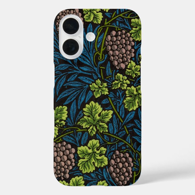 William Morris Grape & Vine Red Green Blue iPhone 16 Hülle (Rückseite)