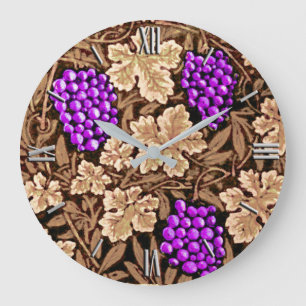 William Morris Grapevine, braun und Lila Große Wanduhr