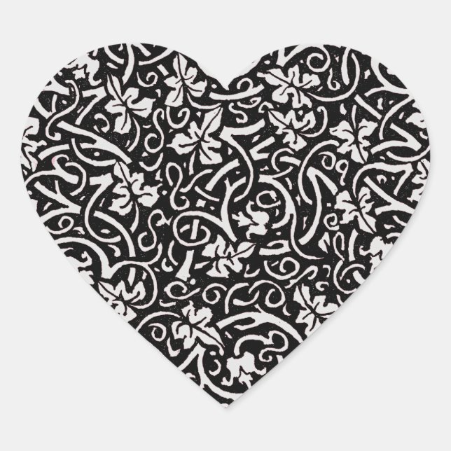William Morris Grapevine Vine Leaf Pattern Herz-Aufkleber (Vorderseite)