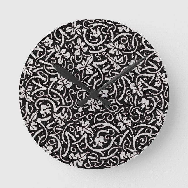 William Morris Grapevine Vine Leaf Pattern Runde Wanduhr (Vorderseite)