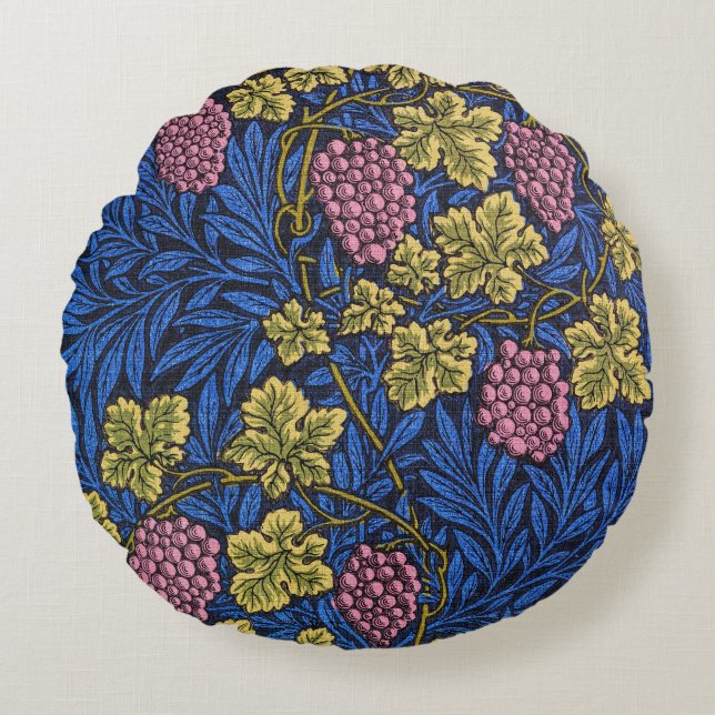 William Morris Grapevine (Wine Vines) Muster Rundes Kissen (Vorderseite)