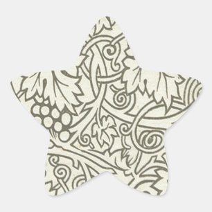 William Morris grau grüne Weinreben Muster Stern-Aufkleber