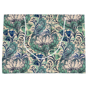 William Morris Green Aquamarin Creme Floral Patter Große Geschenktüte