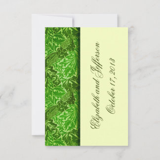 William Morris Green Blätter Wedding RSVP Cards Karte