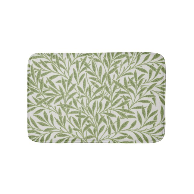 William Morris Green Floral Botanical Pattern Badematte (Vorderseite)