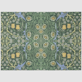 William Morris Green Floral Vintage White Daisies Seidenpapier
