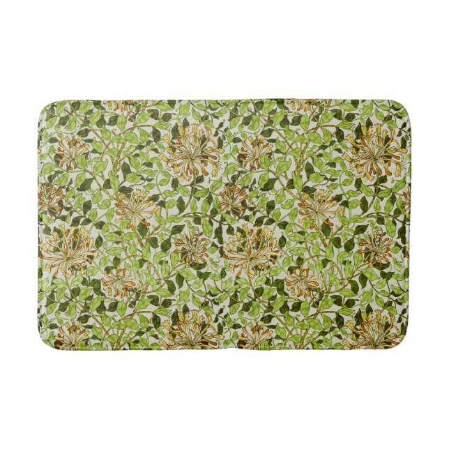 William Morris Green Honeysuckle Blumenwallpaper Badematte (Vorderseite)