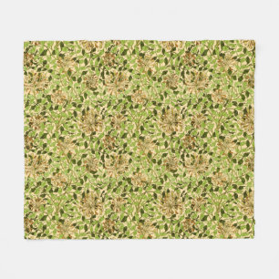 William Morris Green Honeysuckle Blumenwallpaper Fleecedecke