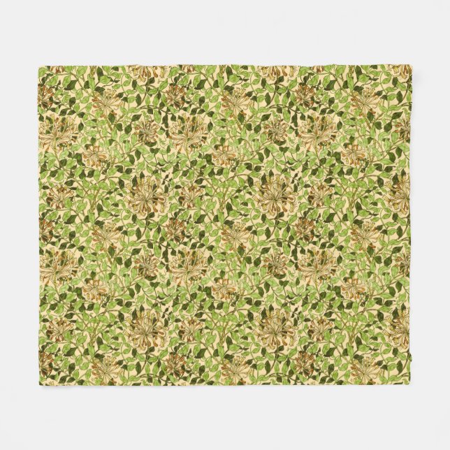 William Morris Green Honeysuckle Blumenwallpaper Fleecedecke (Vorderseite (Horizontal))