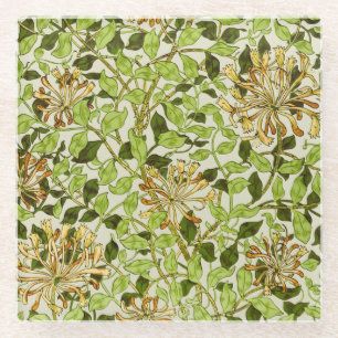 William Morris Green Honeysuckle Blumenwallpaper Glasuntersetzer