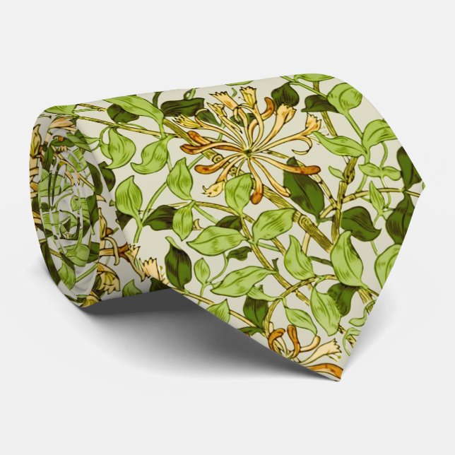 William Morris Green Honeysuckle Blumenwallpaper Krawatte (Gerollt)