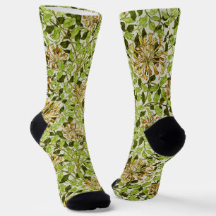 William Morris Green Honeysuckle Blumenwallpaper Socken