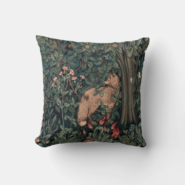William Morris Greenery Fox Wildlife Kissen (Vorderseite)