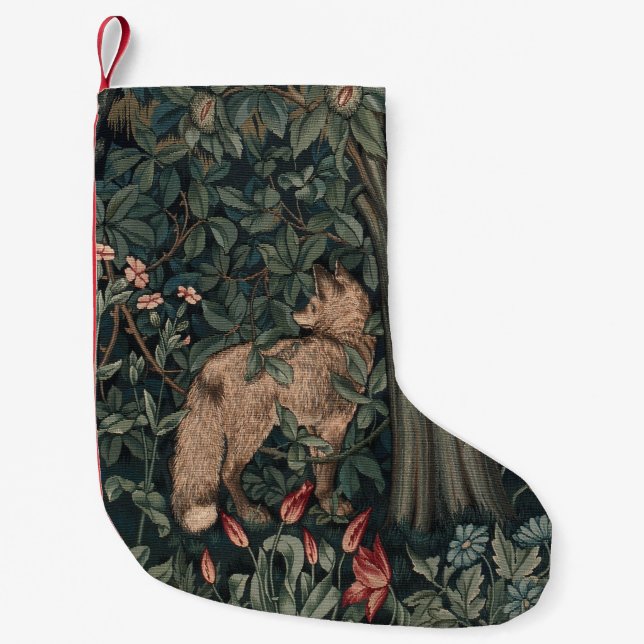 William Morris Greenery Fox Wildlife Kleiner Weihnachtsstrumpf (Vorderseite)