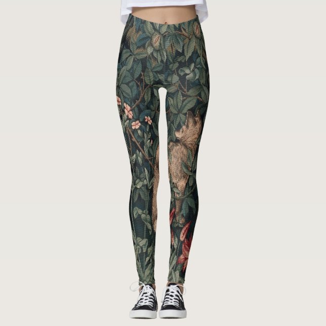 William Morris Greenery Fox Wildlife Leggings (Vorderseite)