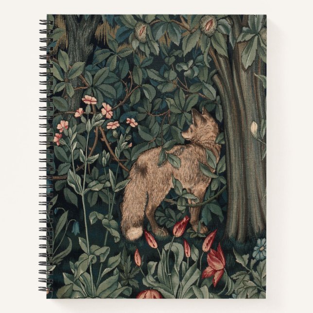 William Morris Greenery Fox Wildlife Notizbuch (Vorderseite)
