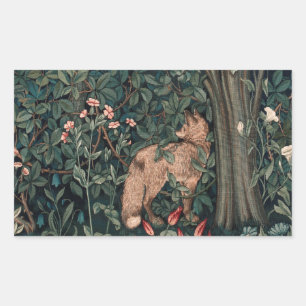 William Morris Greenery Fox Wildlife Rechteckiger Aufkleber