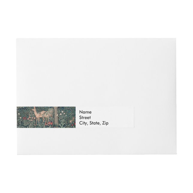 William Morris Greenery Fox Wildlife Rundum-Adressaufkleber (Vorderseite)