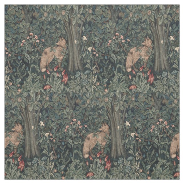 William Morris Greenery Fox Wildlife Stoff (Muster)