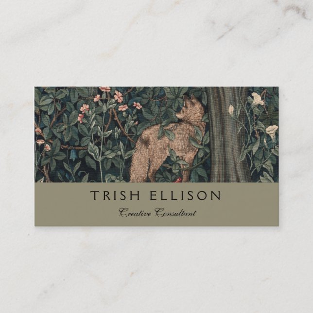 William Morris Greenery Fox Wildlife Visitenkarte (Vorderseite)
