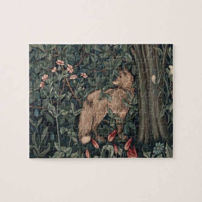 William Morris Greenery Fuchs Wildtier Kunst (Horizontal)