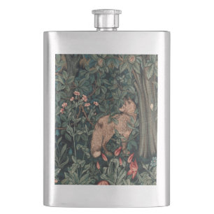 William Morris Greenery Fuchs Wildtier Kunst Flachmann