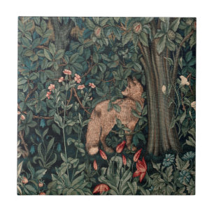 William Morris Greenery Fuchs Wildtier Kunst Fliese