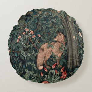 William Morris Greenery Fuchs Wildtier Kunst Rundes Kissen