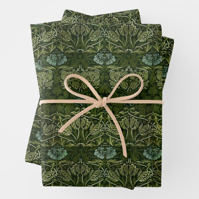 William Morris Große grüne Blätter & Blaue Blume (Beispiel)