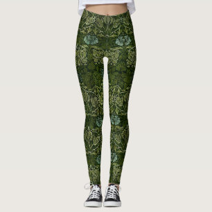 William Morris Große Grüne Tulpen-Rosen-Tapete Leggings