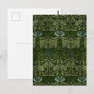 William Morris Große Grüne Tulpen-Rosen-Tapete Postkarte