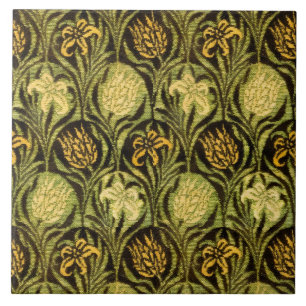William Morris Grüne Tulpen-Lilien-Tapete Fliese