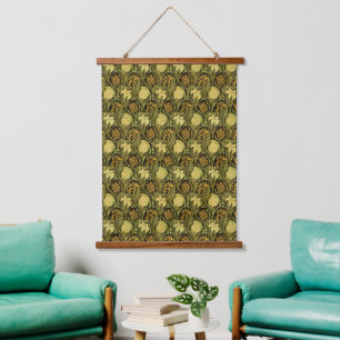 William Morris Grüne Tulpen-Lilien-Tapete Wandteppich Mit Holzrahmen