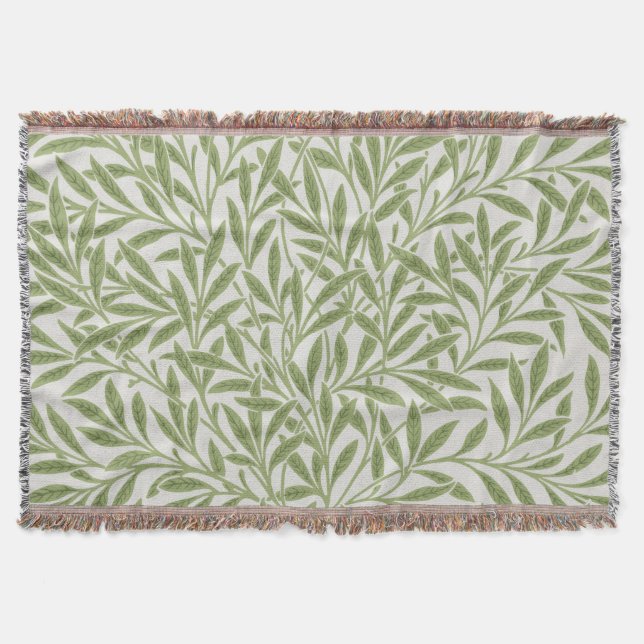 William Morris Grüner Blumen Botanischer Muster Decke (Vorderseite)