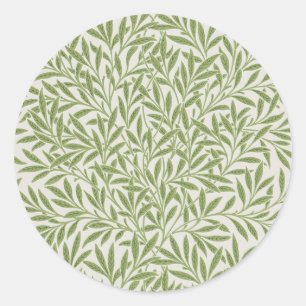 William Morris Grünes Blumen Botanisches Muster Runder Aufkleber