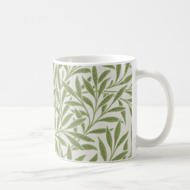 William Morris grünes florales botanisches Muster Kaffeetasse (Rechts)
