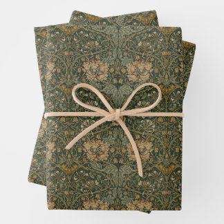 William Morris: Grünes Honeysuckle Wrapping Paper Geschenkpapier Set