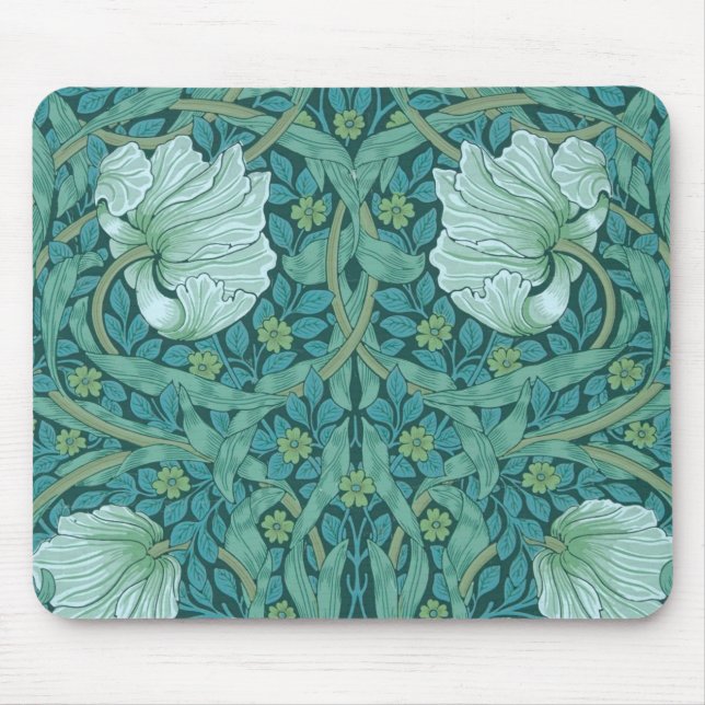 William Morris - Grünes Pimpernell-Muster Mousepad (Vorne)