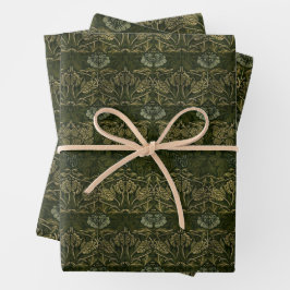 William Morris: Grünes Tulip & Rose-Umschlagpapier Geschenkpapier Set