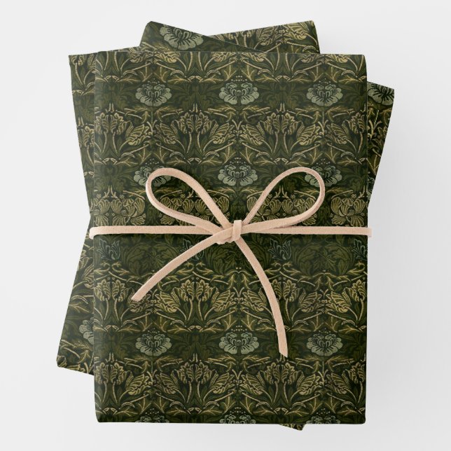 William Morris: Grünes Tulip & Rose-Umschlagpapier Geschenkpapier Set (Beispiel)