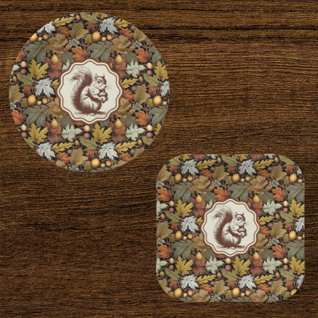 William Morris Herbstblätter Eichhörnchen  Pappteller (Paper plates are handy for a big crowd!)
