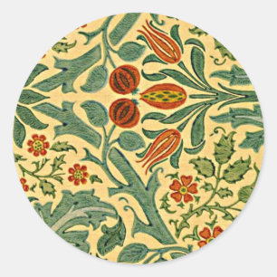 William Morris - Herbstblumen-Muster Runder Aufkleber