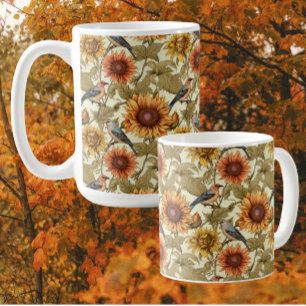 William Morris Herbstsonnenblumen Vögel Herbst Kaffeetasse