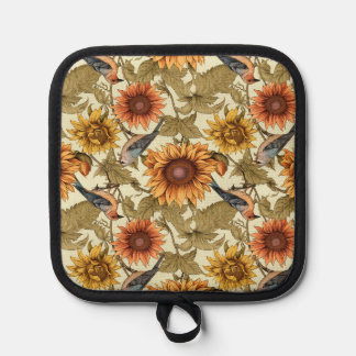 William Morris Herbstsonnenblumen Vögel Herbst Topflappen