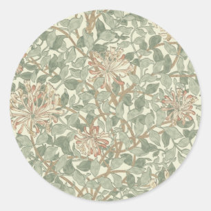 William Morris Honeysuckle Blume Wallpaper Runder Aufkleber