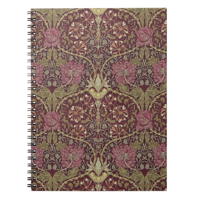William Morris, Honeysuckle, Blumenmuster, Kunst Notizblock (Vorderseite)